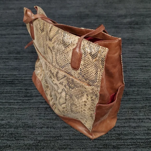 Hobo International Brown Finely Tote Autumn Python Bag - Picture 4 of 9
